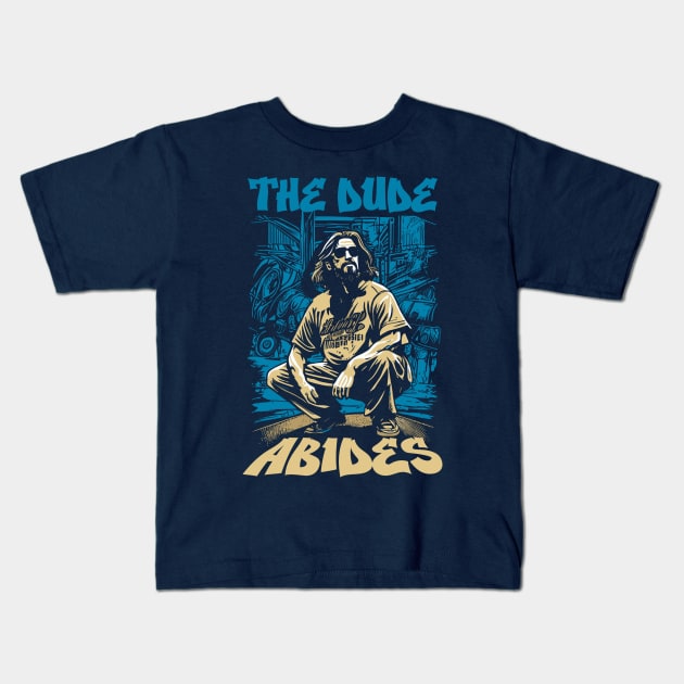 The Dude Abides 90's Rap Hip-hop Style Funny Big Lebowski Kids T-Shirt by GIANTSTEPDESIGN